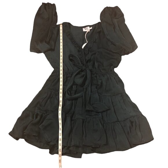 PRINCESS POLLY Randi Dress Women's Size 10 Teal Mini Ruffles Long Sleeves NWT - Picture 6 of 14